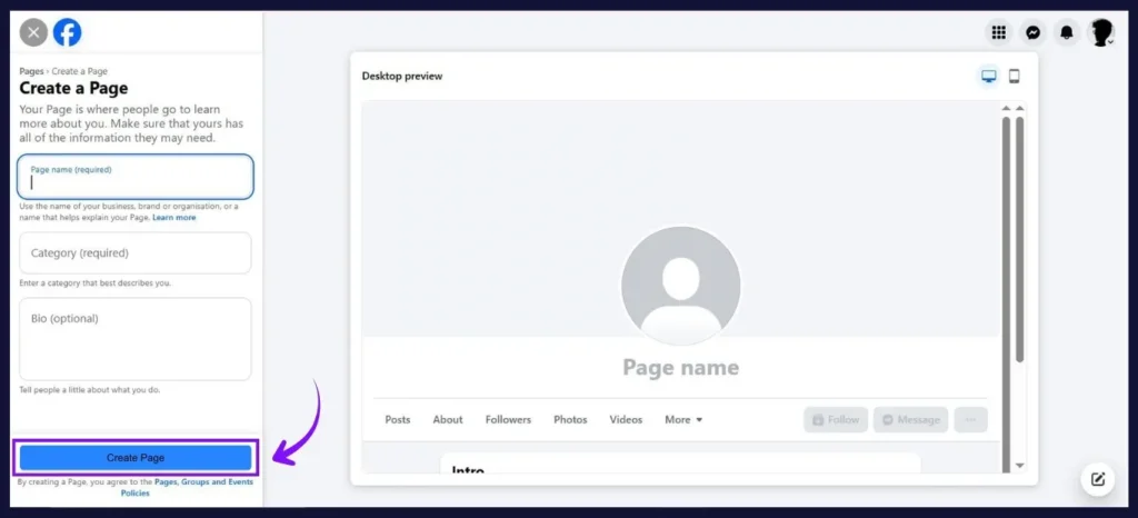 create page